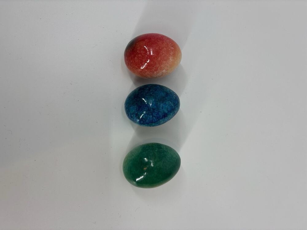 Vintage Polished Egg Stone Gemstone Marble Decor Set Of 3 Polished Easter